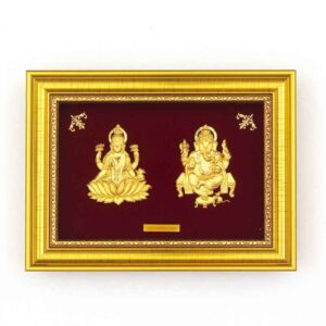 Goddess Laxmiji and Lord Ganeshji Frame in 24k Gold for gift