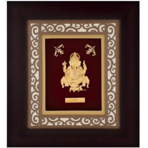 Ganpati bappa carving frame in 24k gold mga-age0249