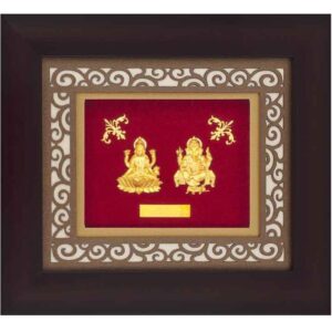 Laxmi ganeshji carving frame in 24k gold mga-age0244