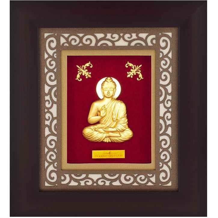 Lord buddha carving frame in 24k gold mga-age0243