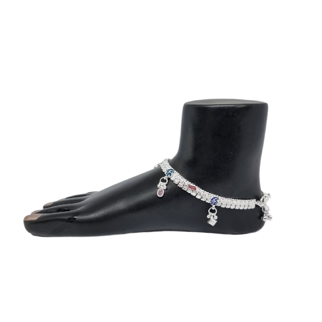 Simple Designer Payal In Silver MGA - PLS4210