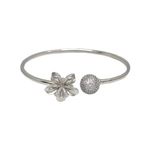 Diamond Ball And Flower Bracelet In 925 Sterling Silver MGA - BRS2142