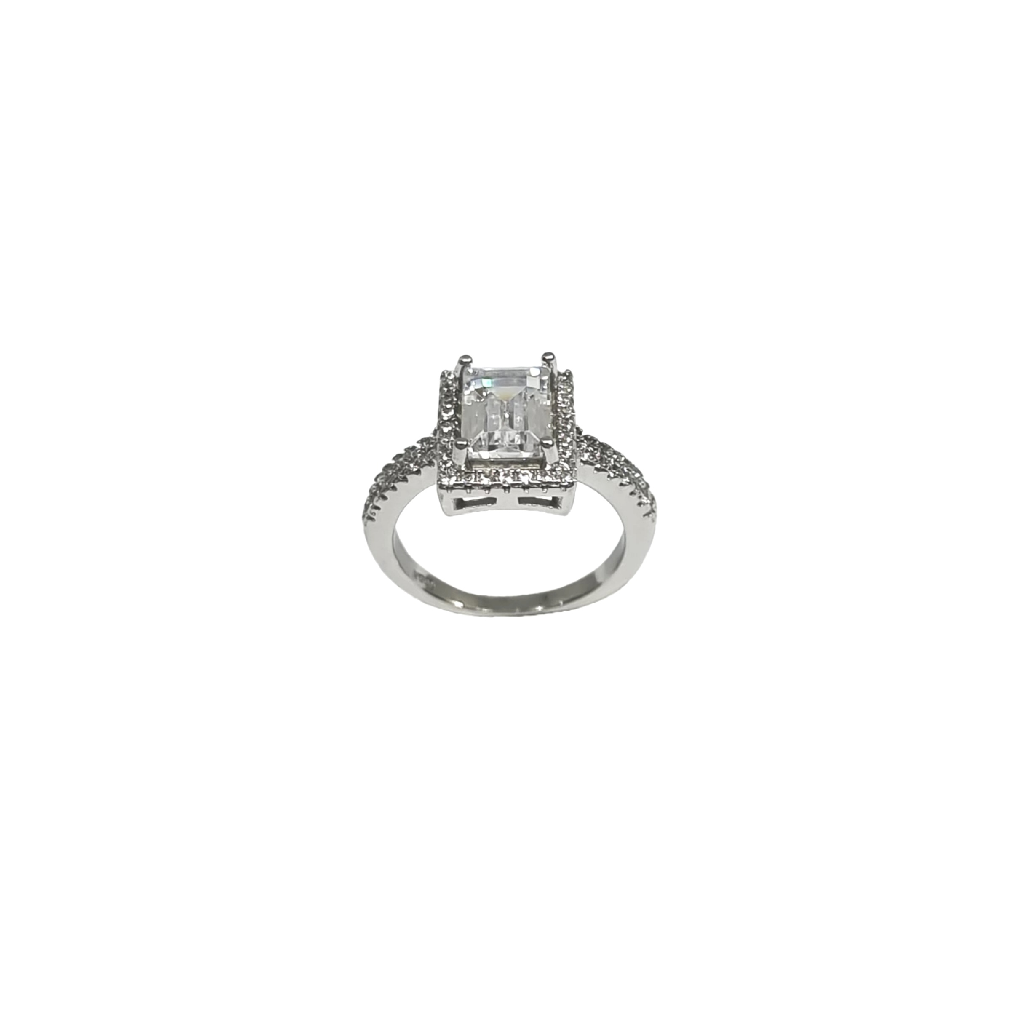 Square Shape Diamond Ring In 925 Sterling Silver MGA - LRS4861