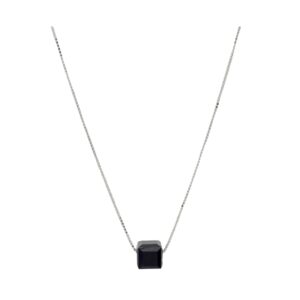 Black Cube Necklace In 925 Sterling Silver MGA - CHS2190