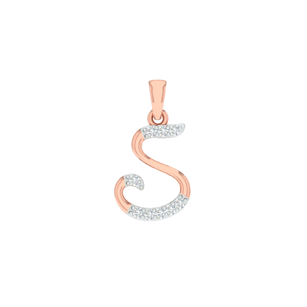 18k rose gold real diamond alphabet pendant mga - srg0420
