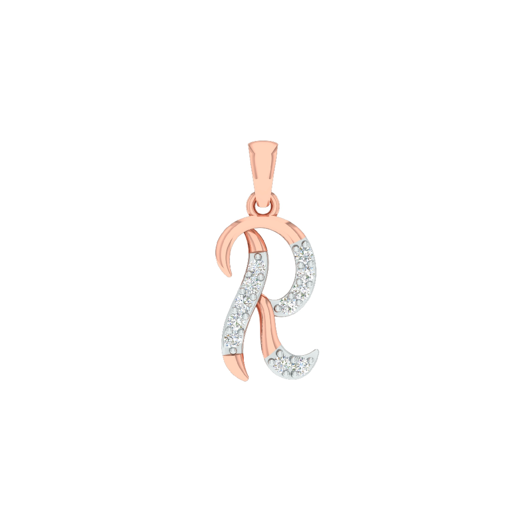18k rose gold real diamond alphabet pendant mga - srg0417