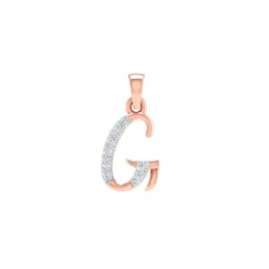 18K Rose Gold Real Diamond G Letter Pendant MGA - SRG0410