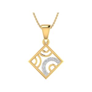 18K Yellow Gold Real Diamond Square Modern Pendant MGA - SRG0174