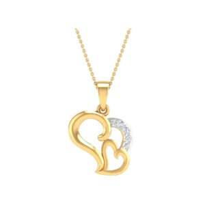 18K Yellow Gold Real Diamond Heart Shape Modern Pendant MGA - SRG0394