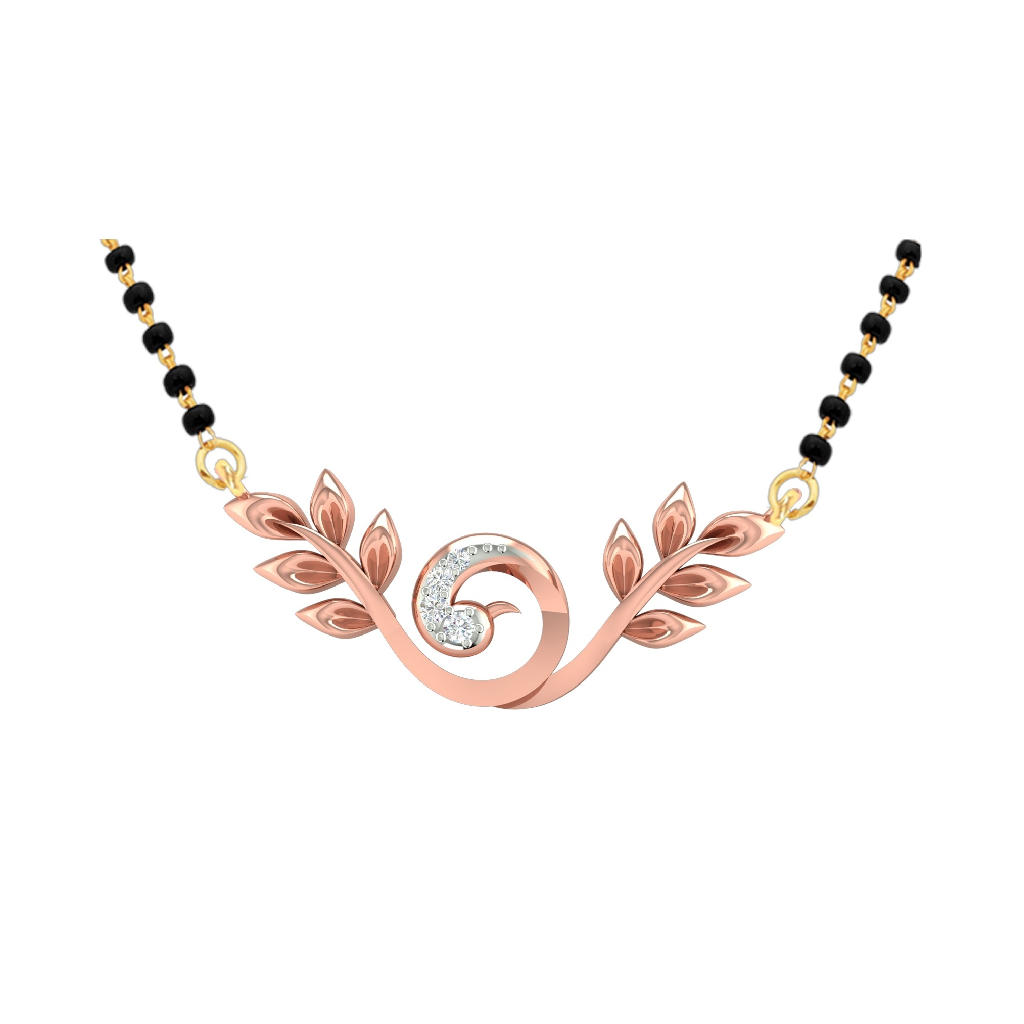 18K Gold Real Diamond Peacock Shape Mangalsutra MGA - SKG0005