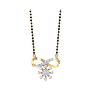 18k gold real diamond flower mangalsutra mga - skg0031