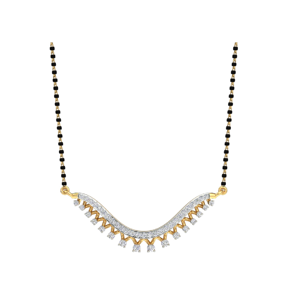 18k gold real diamond one line diamond mangalsutra mga - skg0047