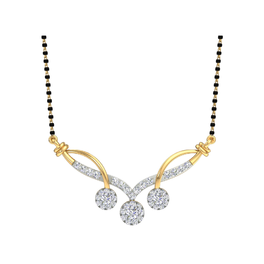 18K Yellow Gold Real Diamond Fancy Mangalsutra MGA - SKG0032