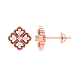 18k rose gold real diamond modern earrings mga - sdg0073