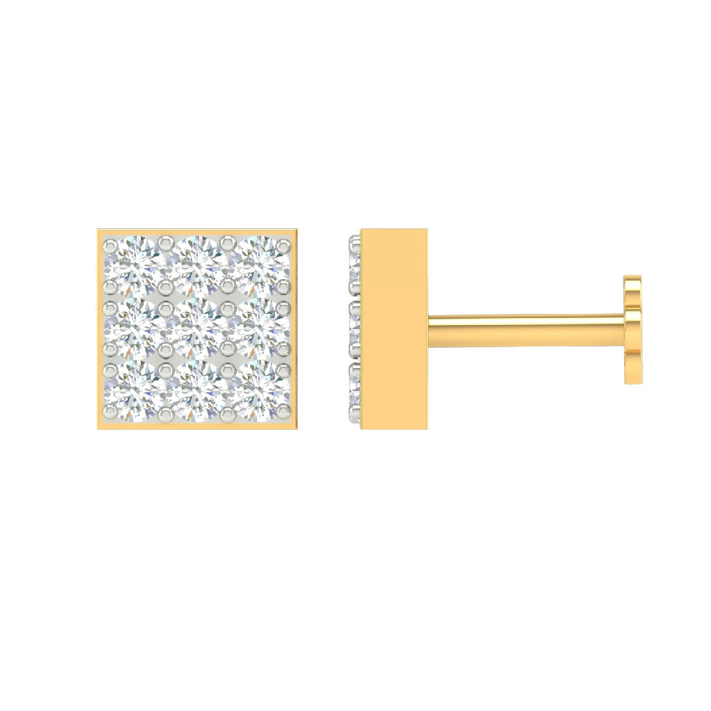 18K Gold Real Diamond Square Modern Earrings For Kids MGA - SDG0042