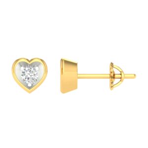 18K Yellow Gold Real Diamond Heart Modern Earrings MGA - SDG0069