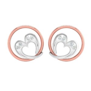 18k rose gold real diamond heart earrings mga - sdg0008