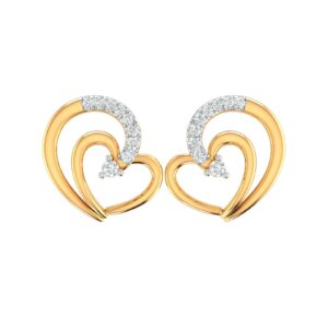 18K Gold Real Diamond Heart Earrings MGA - SDG0046
