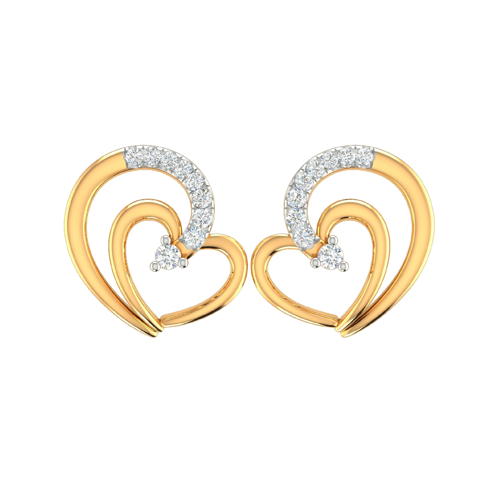 18K Gold Real Diamond Heart Earrings MGA - SDG0046