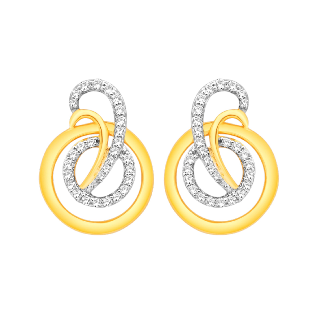 18K Gold Real Diamond Modern Earrings MGA -SDG0031