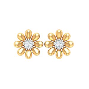 18K Gold Real Diamond Flower Earrings MGA - SDG0003