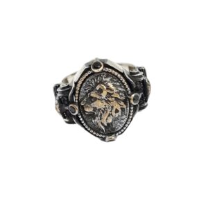Lion Designer Oxidised Ring In 925 Sterling Silver MGA - GRS2612