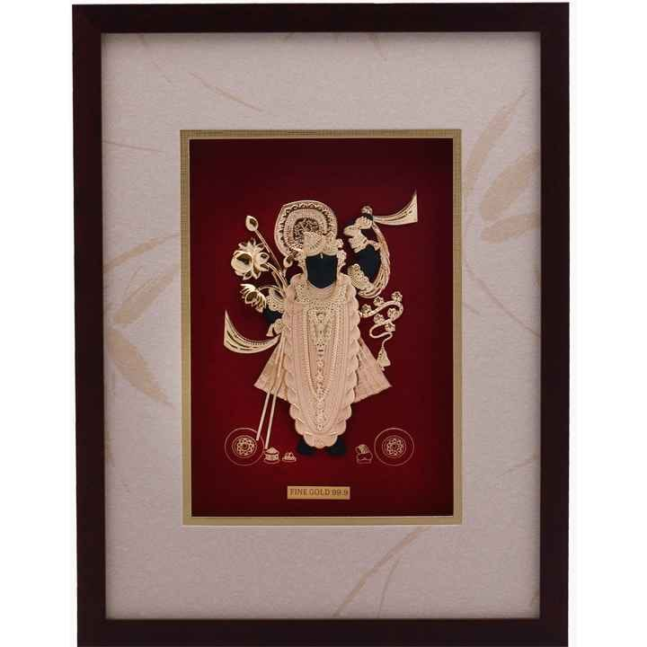 24kt gold leaf shrinathji frame for home decor