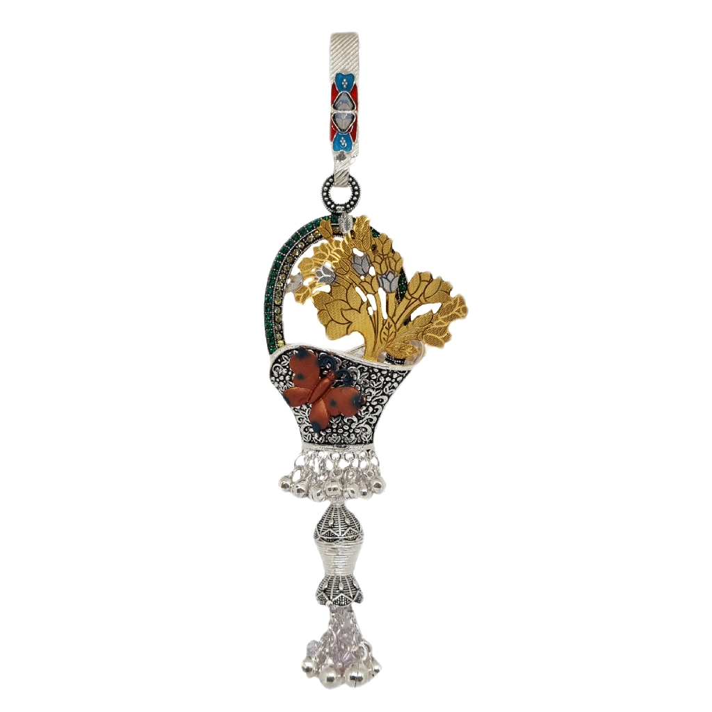 Silver Oxidised Juda In Flower Bucket Design MGA - JUS0092