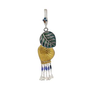 Silver Oxidised Juda In Golden And Green leaves MGA - JUS0096