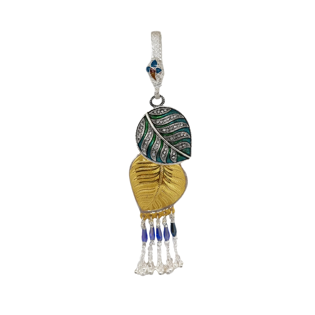 Silver Oxidised Juda In Golden And Green leaves MGA - JUS0096