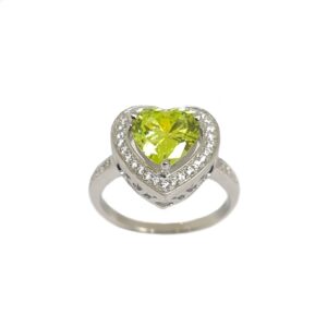 925 Sterling Silver Bright Yellow Diamond Heart Ring MGA - LRS4789