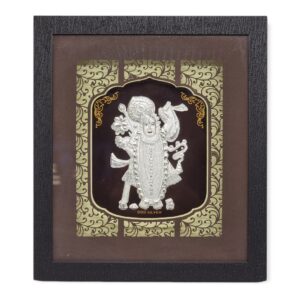 999 silver shrinathji lighting frame (21.5 - 19.5 cm )