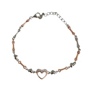 925 Sterling Silver Heart Shape Bracelet MGA - BRS2016