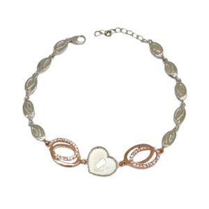 925 Sterling Silver Heart Shape Modern Bracelet MGA - BRS1950