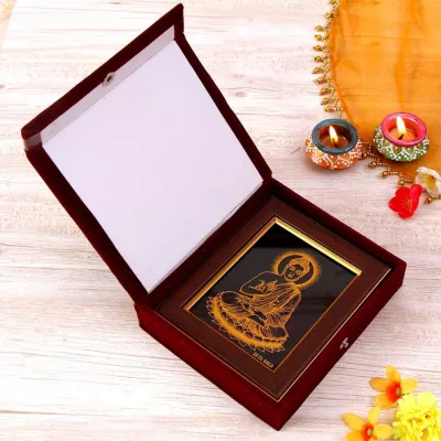24 kt gold gautam buddha wooden frame