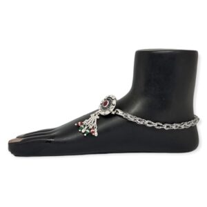 Silver oxidised designer payal mga - pls0256