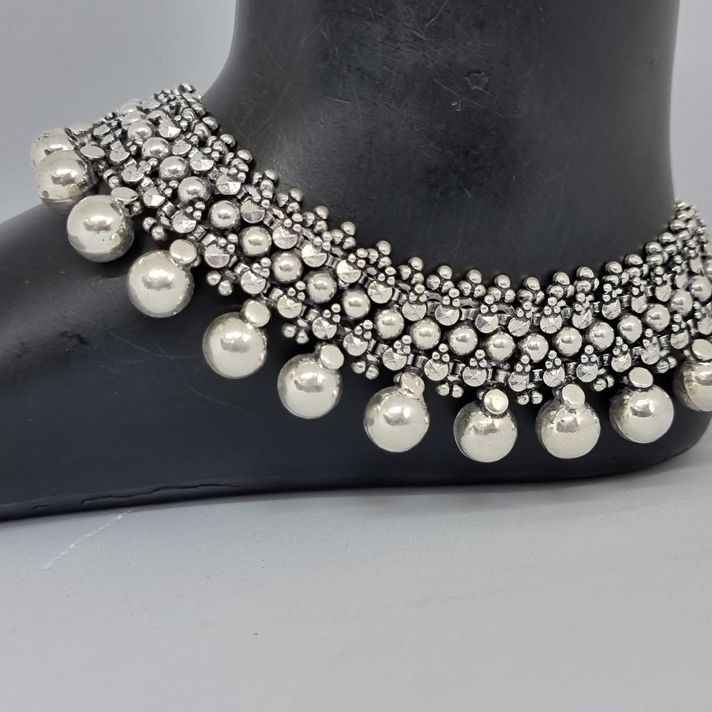 Bridal oxidised modern anklet payal mga - pls3914