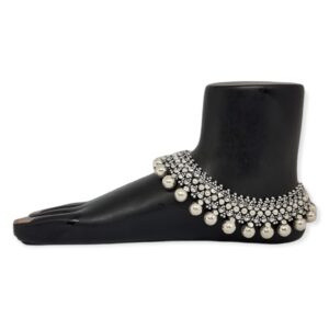Bridal oxidised modern anklet payal mga - pls3914