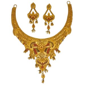 22K Gold Kalkatti Fancy Necklace Set MGA - GN0098