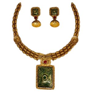 22k gold antique oxidised modern necklace set mga - gn0099
