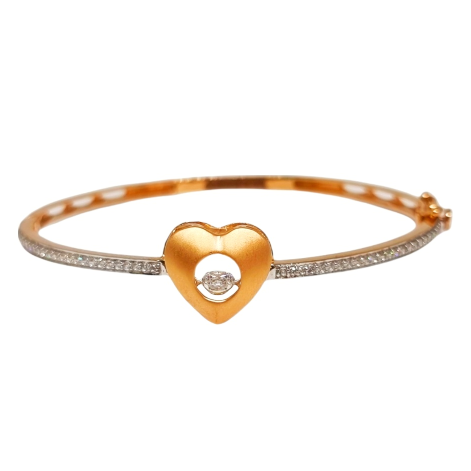 18k rose gold heart shape movable diamond bracelet mga - brg0086