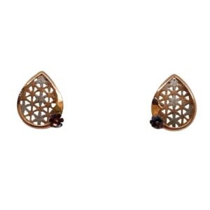 18k rose gold modern flower shape earrings mga - btg0606