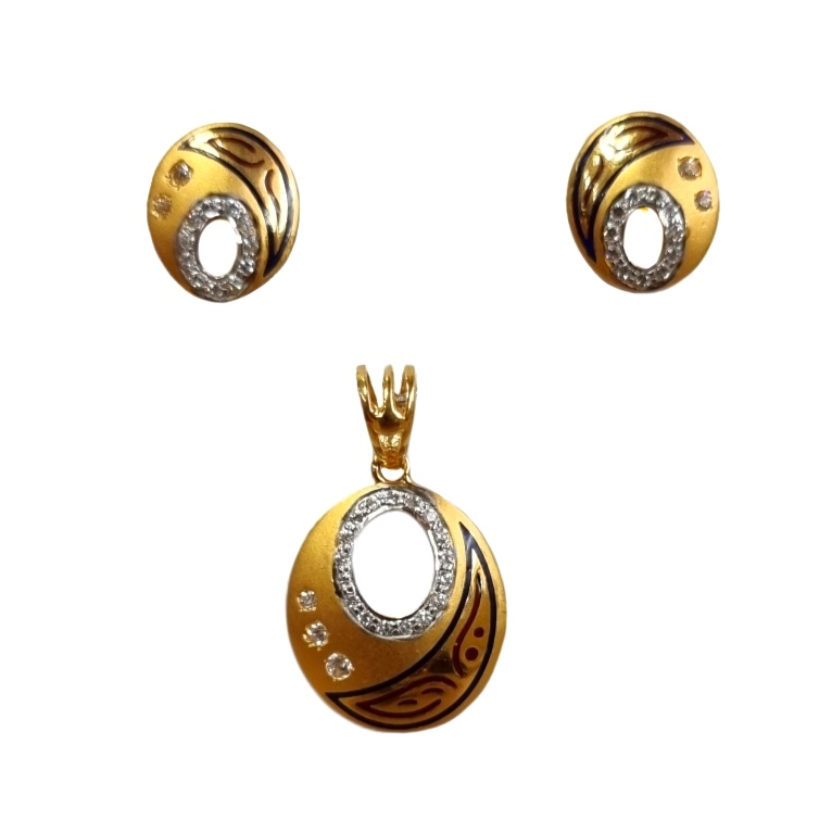 22K Gold Oval Shaped Fancy Pendant Set MGA - PTG0173