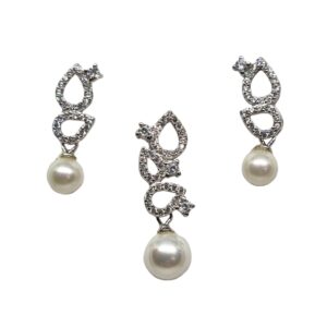 925 Sterling Silver Pearl Modern Pendant Set MGA - PDS0193