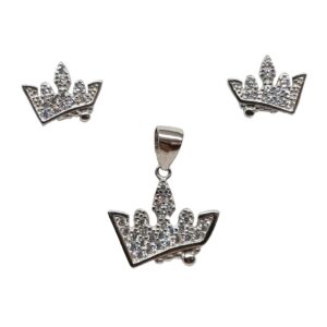 925 Sterling Silver Queen Shape Modern Pendant Set MGA - PDS0197