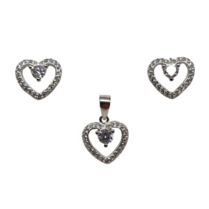 925 Sterling Silver Heart Shape Designer Pendant Set MGA - PDS0201