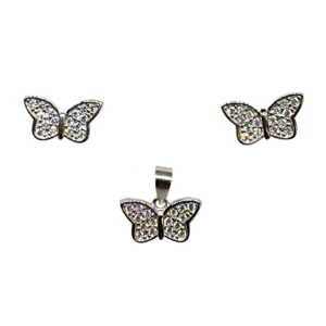 925 Sterling Silver Butterfly Shaped Pendant Set MGA - PDS0196