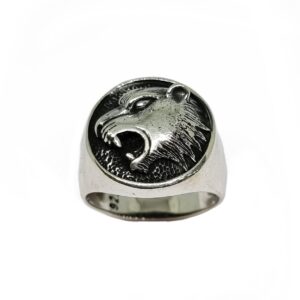 925 Sterling Silver Modern Lion Gents Ring MGA - GRS2505