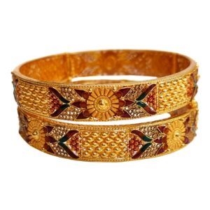22K Gold Meenakari Designer Patla Bangles MGA - GP0081