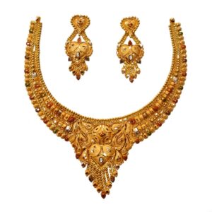 22K Gold Kalkatti Fancy Necklace Set MGA - GN0096